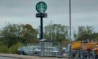 The Starbucks drive-thru sign has been erected beside the new petrol station. Image: Adam MacDonald