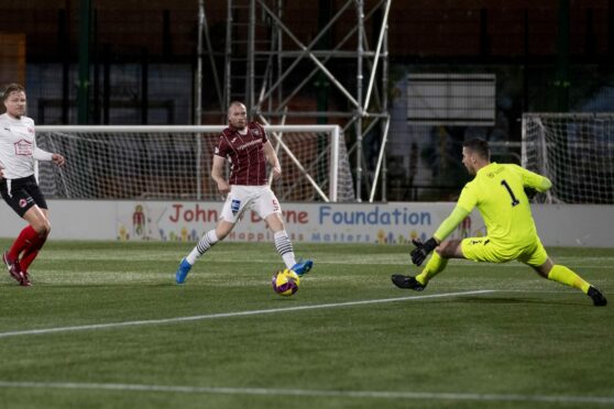 Craig Wighton opened the scoring for Dunfermline. Photograph: Craig Brown.