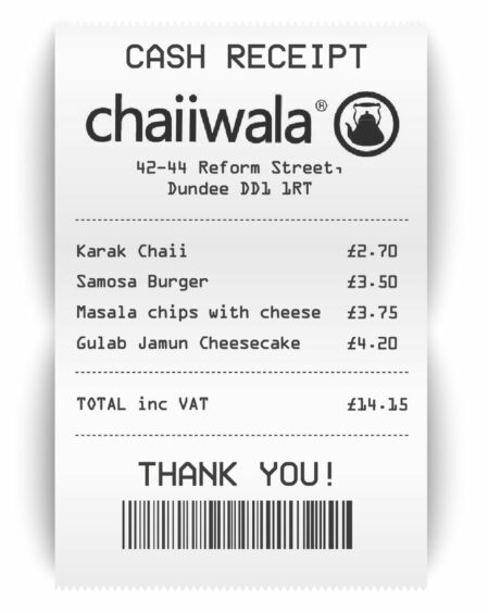 chaiiwala receipt