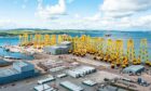 Seagreen wind farm jackets at the Port of Nigg. Seagreen is one of SSE Renewables' projects that help Scotland's economy