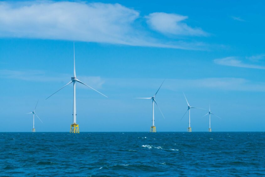 Seagreen's wind turbines in the sea. Seagreen is one of SSE Renewables' projects that help Scotland's economy