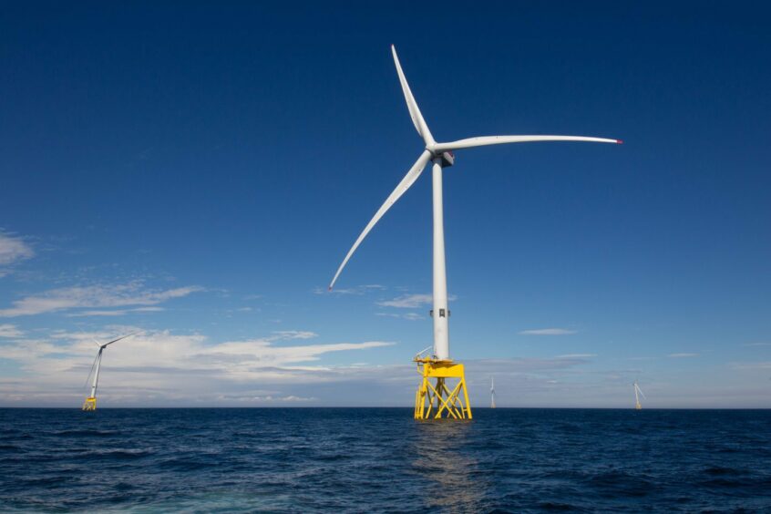 Seagreen's wind turbines in the sea. Seagreen is one of SSE Renewables' projects that help Scotland's economy