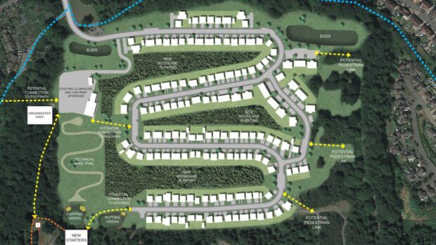 An image of the plans to turn the north half of Craigie Hill Golf Club in Perth into 200 homes.
