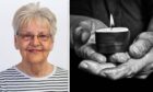 Picture of Dorothy McHugh next to a picture of elderly hands holding a candle.