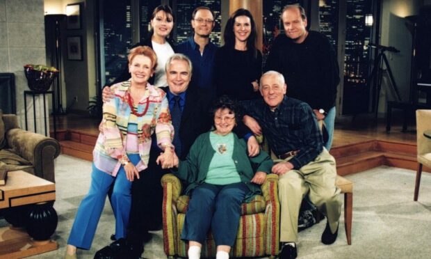 Bette Gaffney joins brother Brian and the cast of Frasier on set 20 years ago.