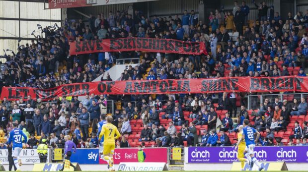 St Johnstone fans show support for troubled Turkish side Eskisehirspor. Image: SNS