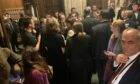 MPs in the division lobby at Westminster ahead of the fracking vote.