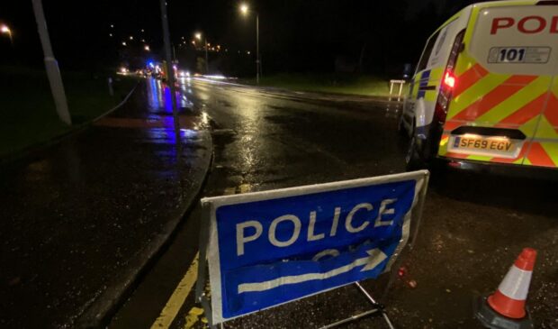 Police have closed the road in Dunfermline following the crash. Image: Neil Henderson, DC Thomson.