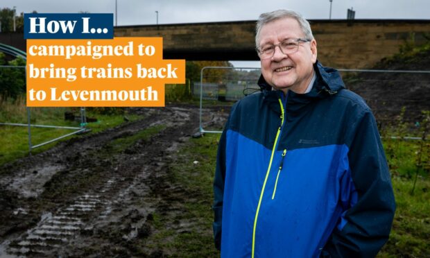 Eugene Clarke at the site of the rail line under construction. Image: Steve Brown/DC Thomson.