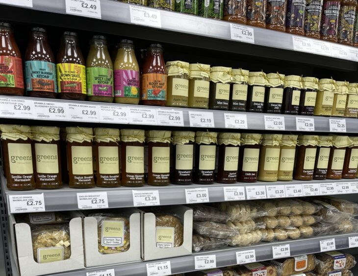 A photo of the shelves inside Greens of Dundee