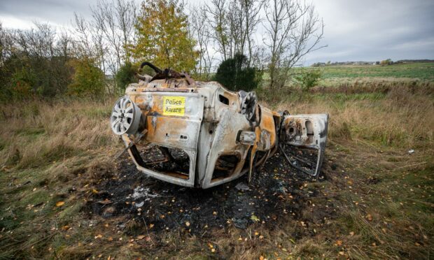 The car at Ballumbie Castle golf course in Dundee.