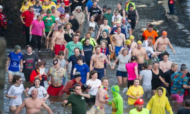 Broughty Ferry New Year's Day Dook in 2020.