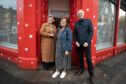 Councillor Lynne Short with Lorraine Clement and Colin Clement at the Stobswell grotto. Image: Kim Cessford / DC Thomson.
