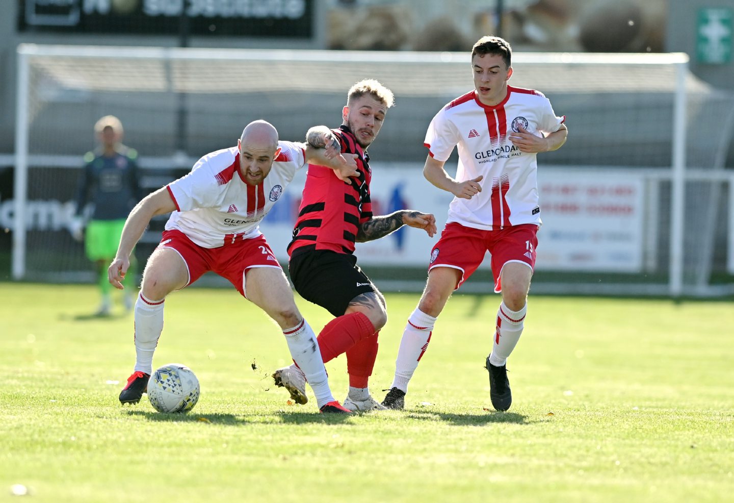 Spark (left) in action for Brechin earlier this season. Image: Kath Flannery