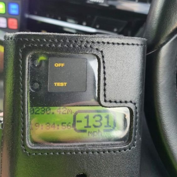 Police Scotland shared an image of the speedometer reading.