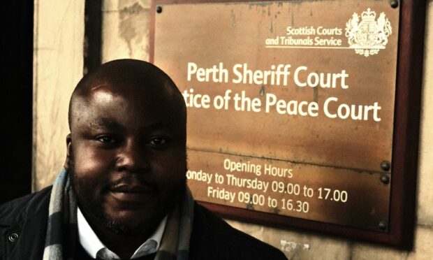 May Sumbwanyambe outside Perth Sheriff Court House. Image: Perth Theatre