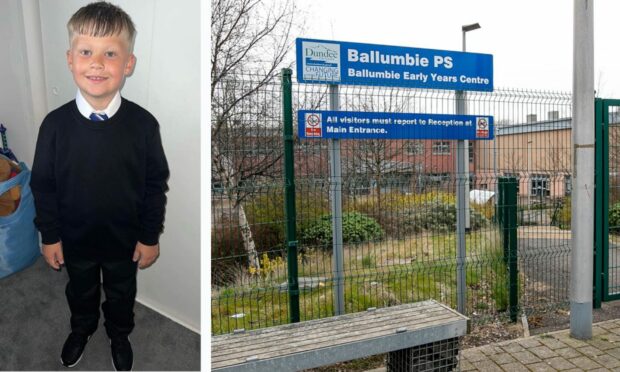 Reuben Harper was hit by a car outside Ballumbie Primary School. Image: Lisa Allan/DC Thomson.