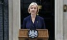 Prime Minister Liz Truss making a statement outside 10 Downing Street. Image: Kirsty O'Connor/PA Wire.