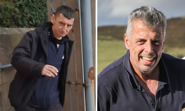 Peter Fyfe's out-of-control dog later killed Adam Watts (right) at his Auchterhouse kennels.