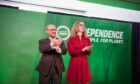 Scottish Greens co-leaders Patrick Harvie and Lorna Slater on stage at the Autumn conference in Dundee.