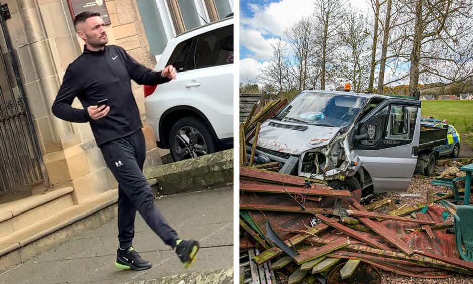 Stuart Nowrie ploughed the truck through a fence into a garden.