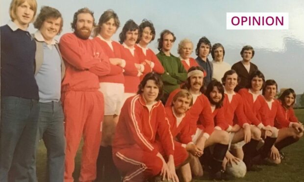 team photo of Bank Street Athetic Sunday league side in Dundee in 1975-76.