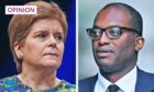 Image shows Forst Minister of Scotland Nicle Sturgeon and UK Chancellor Kwasi Kwarteng.
