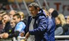 Dundee boss Gary Bowyer watches his side defeated at Cove Rangers. (Image: SNS).