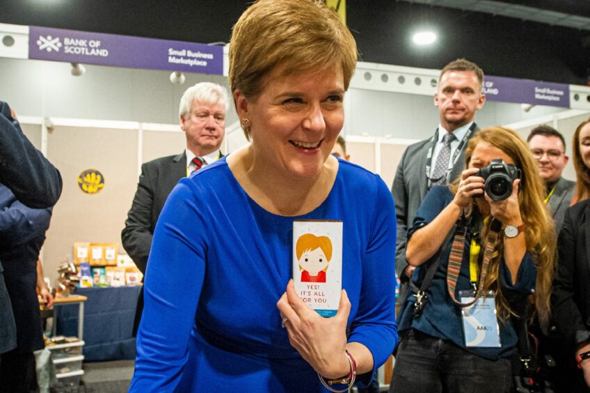 Photo shows Nicola Sturgeon at the SNP conference in Aberdeen.