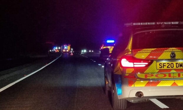 The scene on the A92 following a crash near Lochgelly