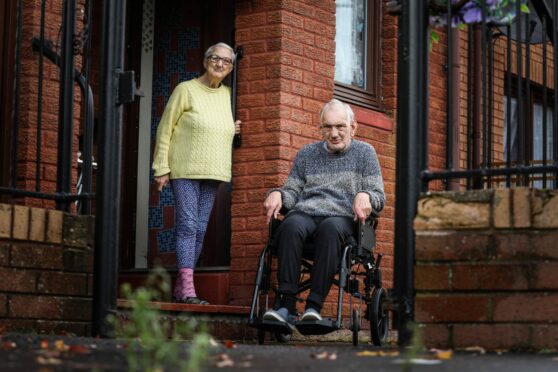 Valerie and Bob Heath outside their home. Image: Mhairi Edwards/DCThomson