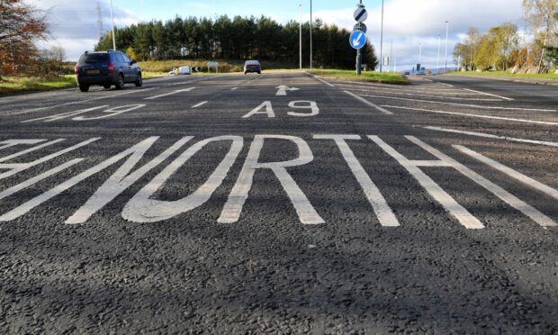 Motorists have been warned there is no access to the M90 northbound road at Broxden Roundabout. Image: Kim Cessford