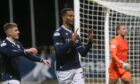 Derick Osei celebrates a Dundee goal against Airdrie. Image: David Young/Shutterstock.