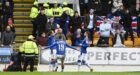 St Johnstone celebrate going 2-0 ahead in their last meeting with Rangers at McDiarmid Park. Image: SNS.
