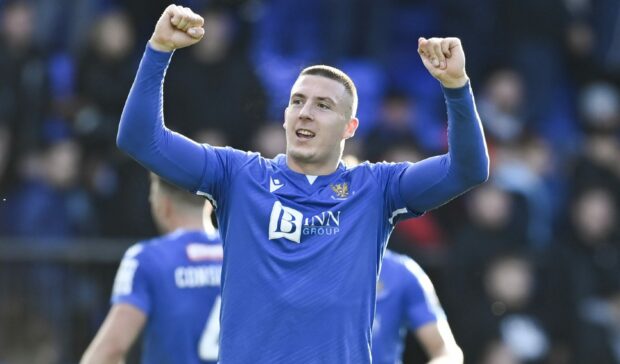 St Johnstone's Alex Mitchell at full-time after beating Rangers. Image: SNS.