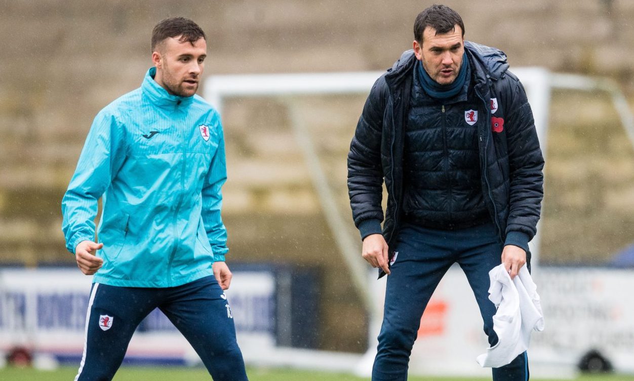 Raith Rovers manager Ian Murray and Lewis Vaughan at training.