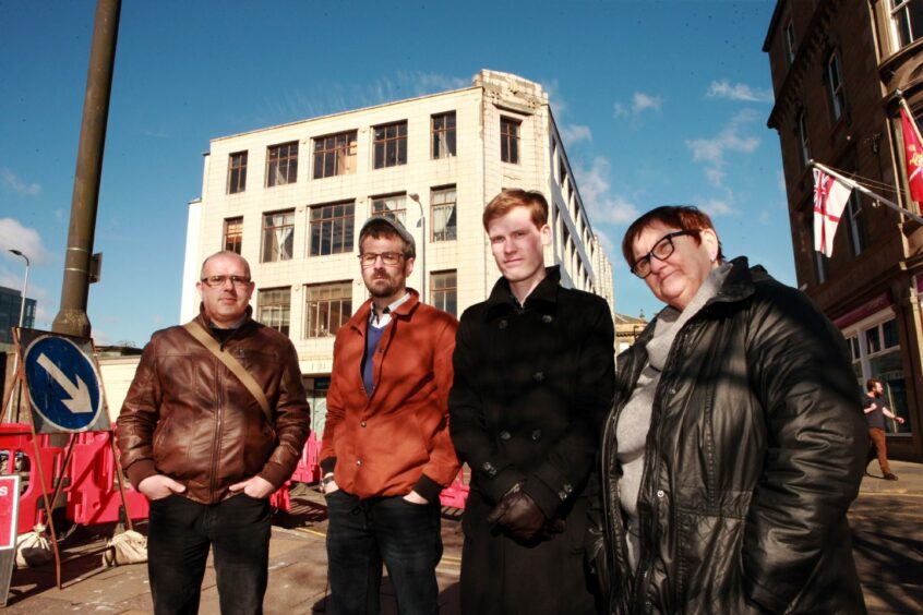 Campaigners Ian McKay, Phil Doig, Neil Morrison and Pam Turner, who opposed to the demolition of the former Robertson's furniture store