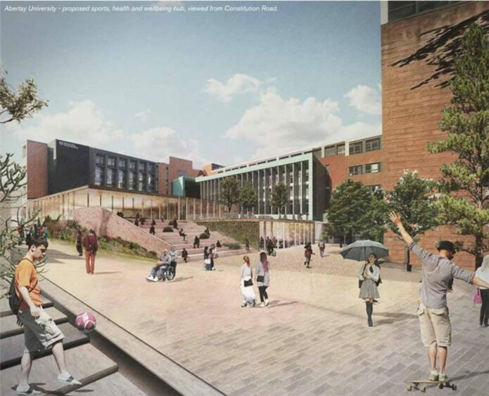 photo shows design images of how Abertay University Campus might look in future.