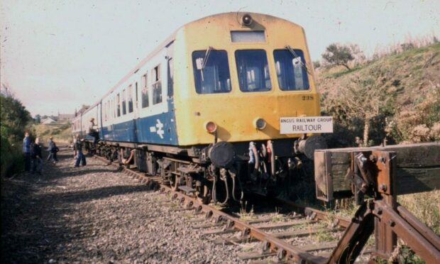 John Cumming took this image of the ARG Railtour north of Forfar in 1980. Image: Angus Railway Group.