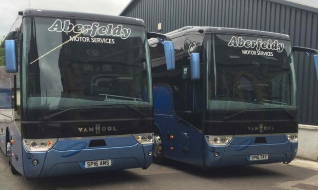 Two coaches owned by Aberfeldy Motor Services. Image: Aberfeldy Motor Services