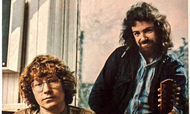 1970s Irish traditional music duo Andy Irvine and Paul Brady.