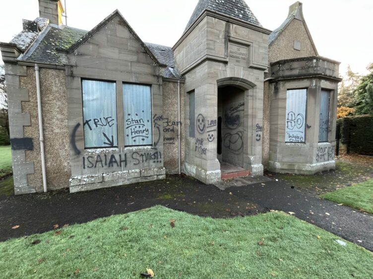 Boyle Park keeper's house covered in graffiti. 