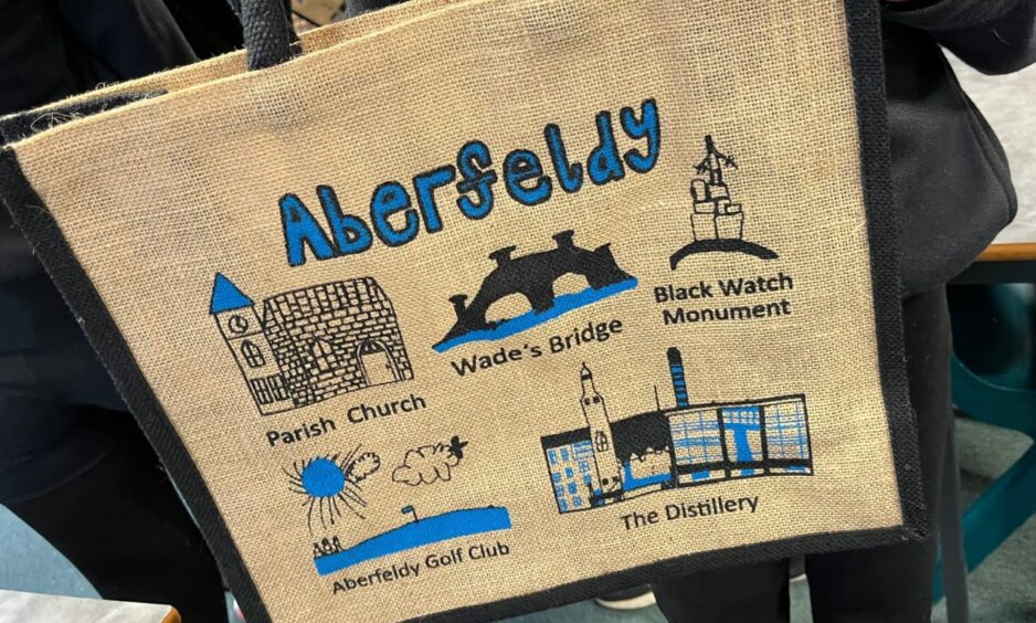 The bags feature pupils' illustrations of local landmarks. Image: DC Thomson.