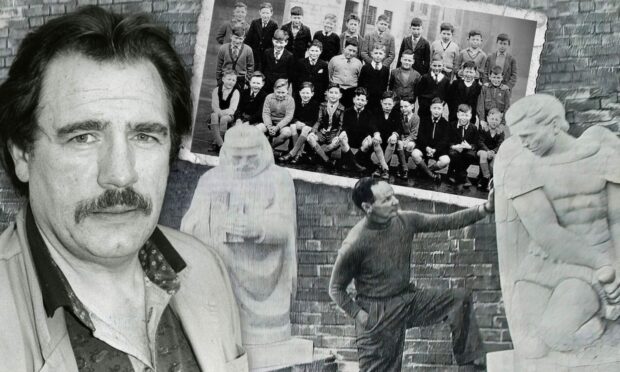 The statues framed the doorway of Brian Cox's old school when he attended in the 50s. Image: DC Thomson.