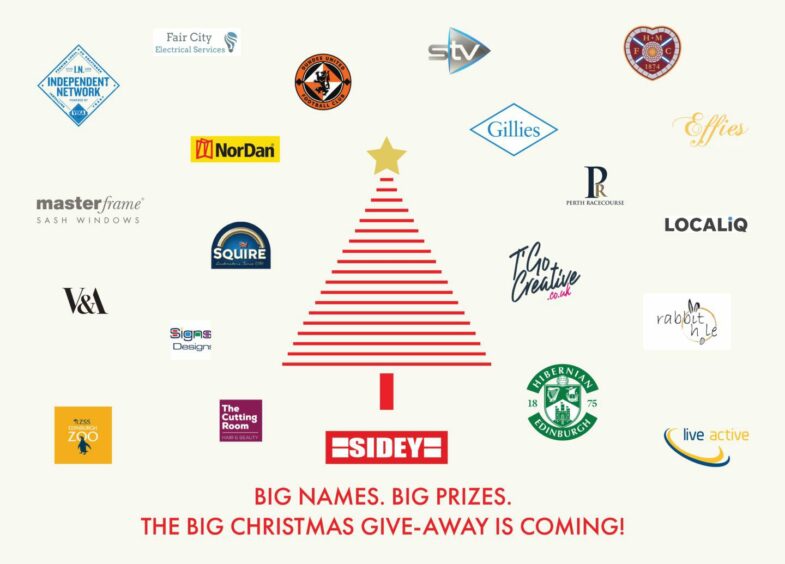 Sidey Christmas Giveaway graphic with logos.