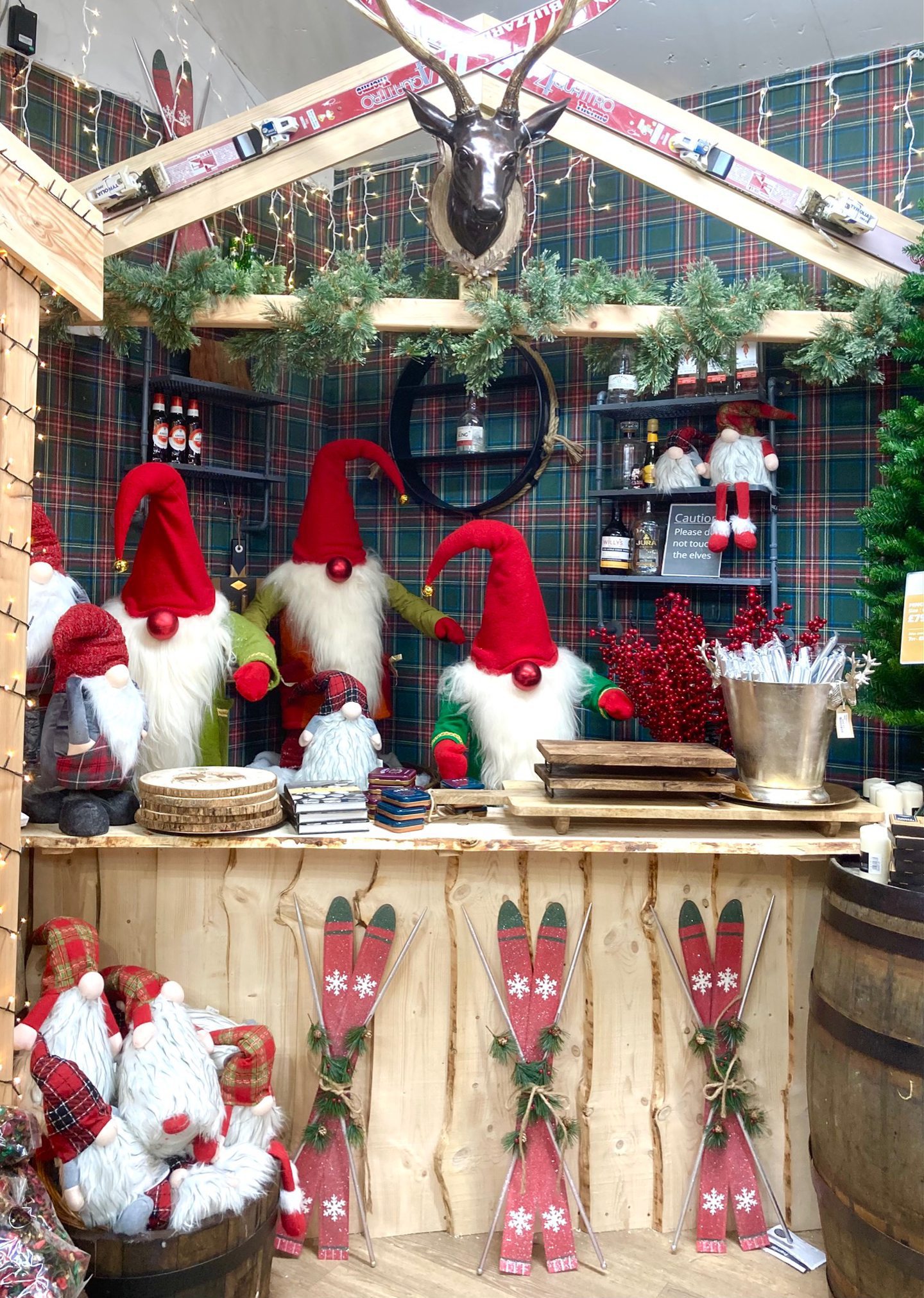 elves dance at their own apres ski bar at the Glendoick Garden Centre