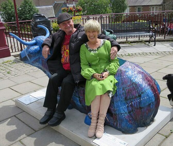 Harry Thomason with June McEwan in Crieff town centre