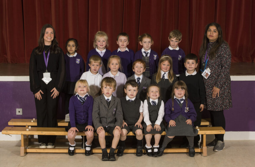 Downfield Primary School, P1/2C with Miss Clark and Mrs Imran.