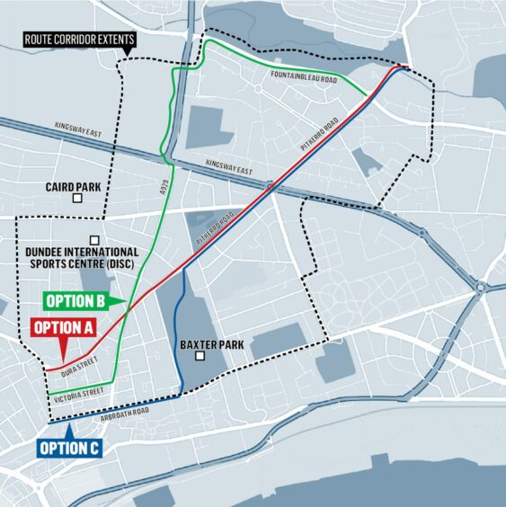 Proposed cycle routes for Pitkerro Road in Dundee