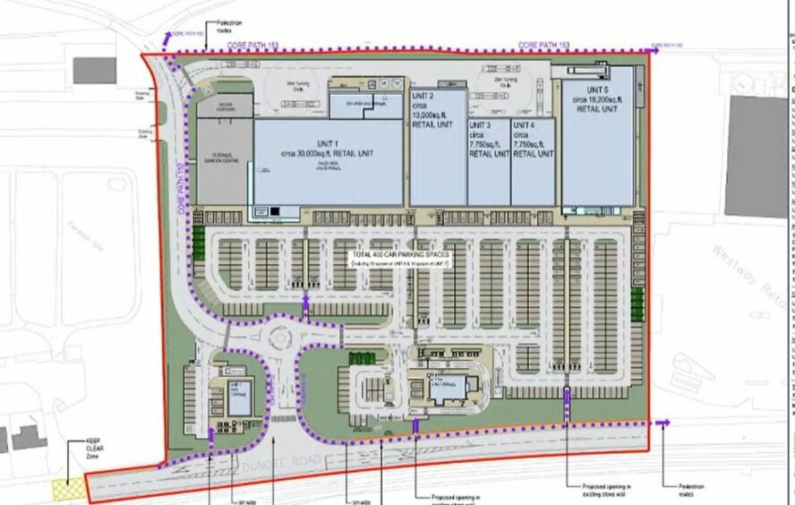 Plans showing the layout of the retail park. 